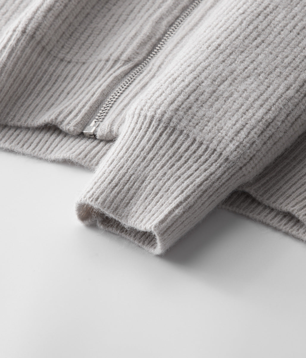 Strickjacke mit Reißverschluss aus 100 % Merinowolle