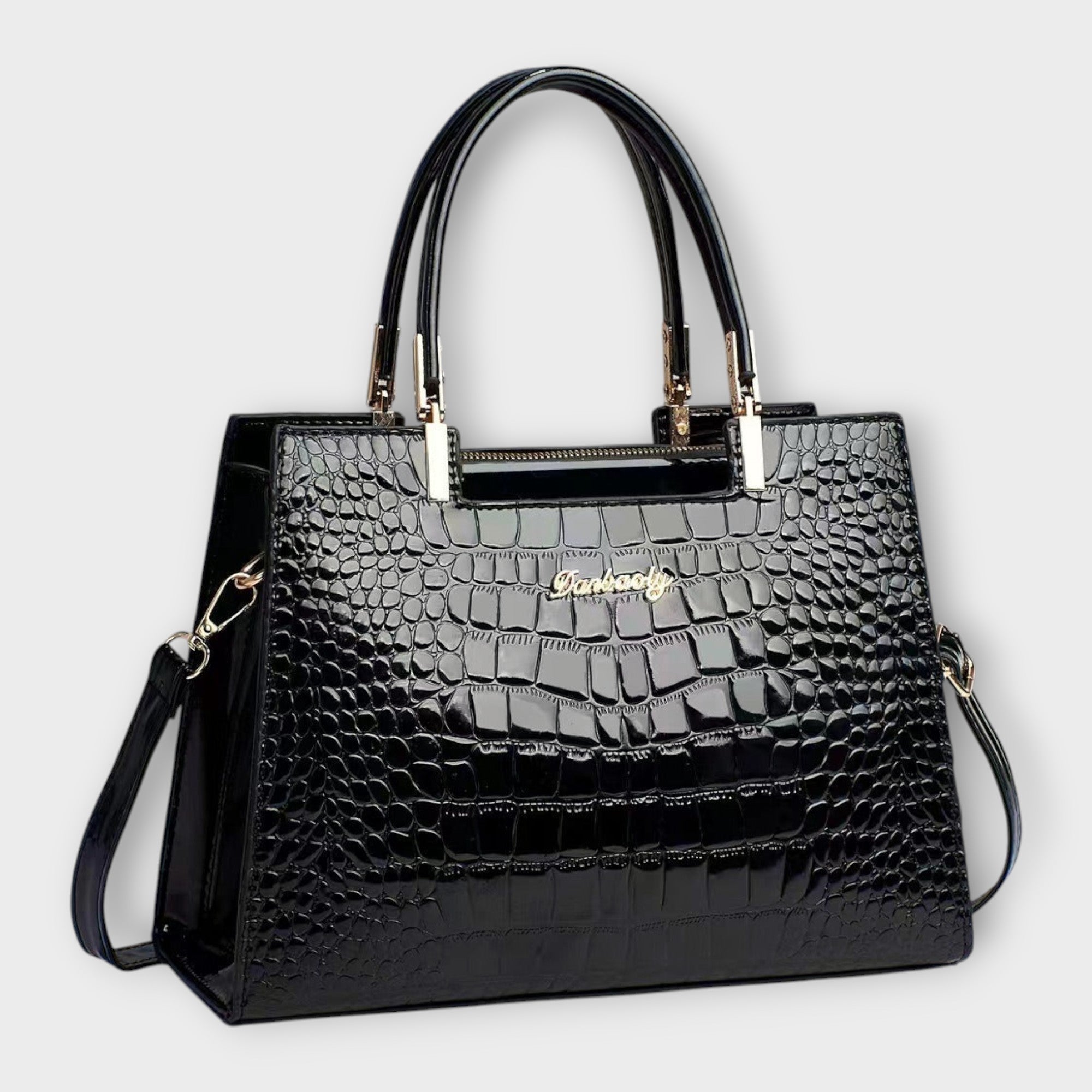 Aurellia. - Shiny Crocodile Leather Pattern Handbag